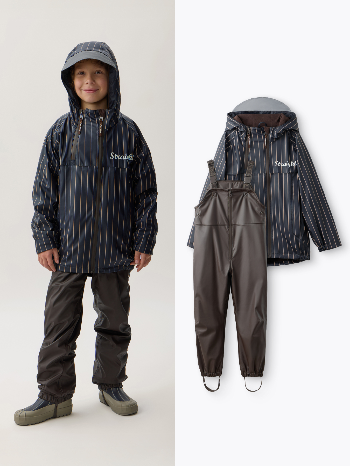 Куртка и полукомбинезон Happy Baby 88500-1_коричнево-синий (полоска) - фото 1
