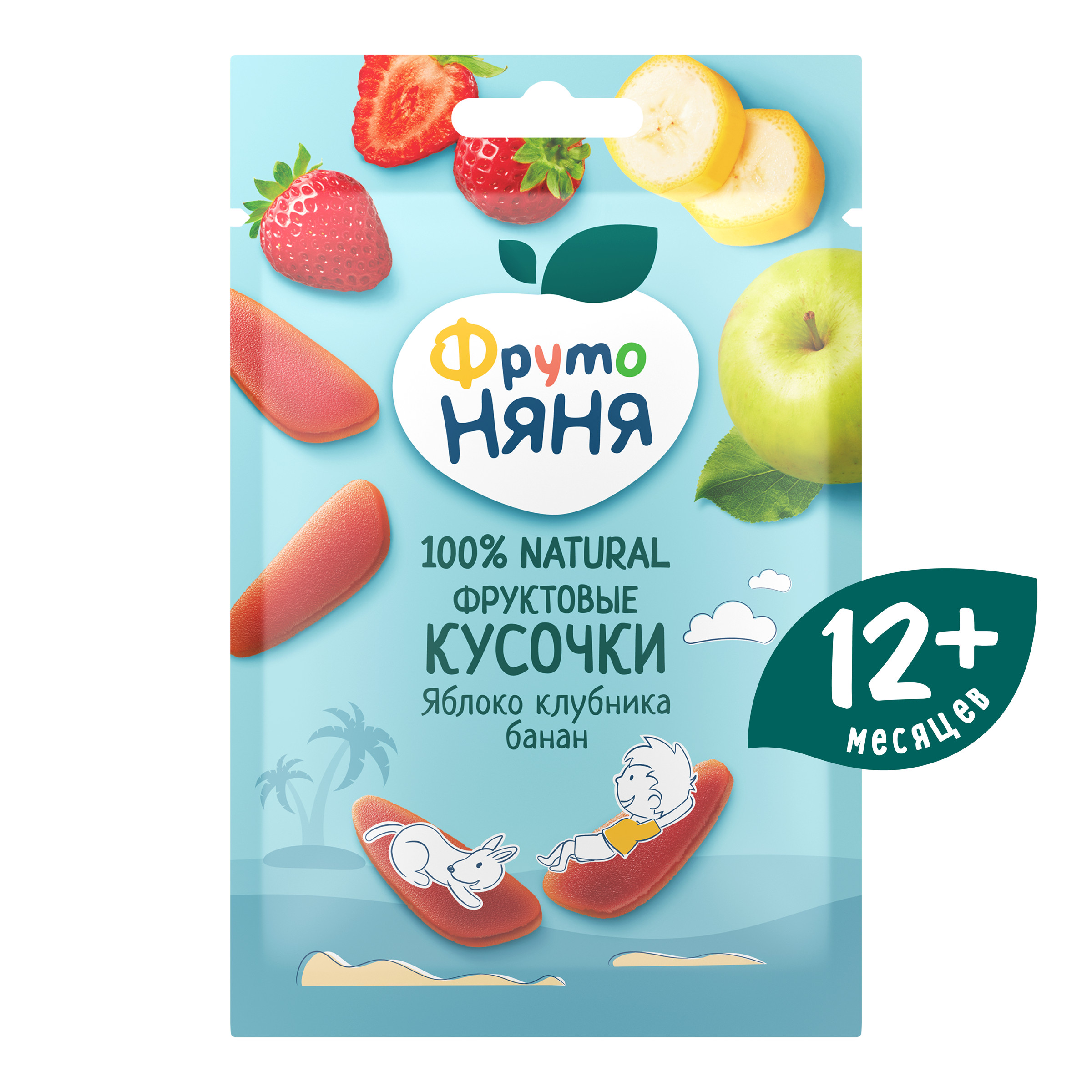 Кусочки фруктовые ФрутоНяня из яблок клубники и бананов 15г с 12месяцев - фото 1