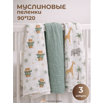 Пелёнка Сонный ежик пеленки муслин 90х120 см 3 шт.