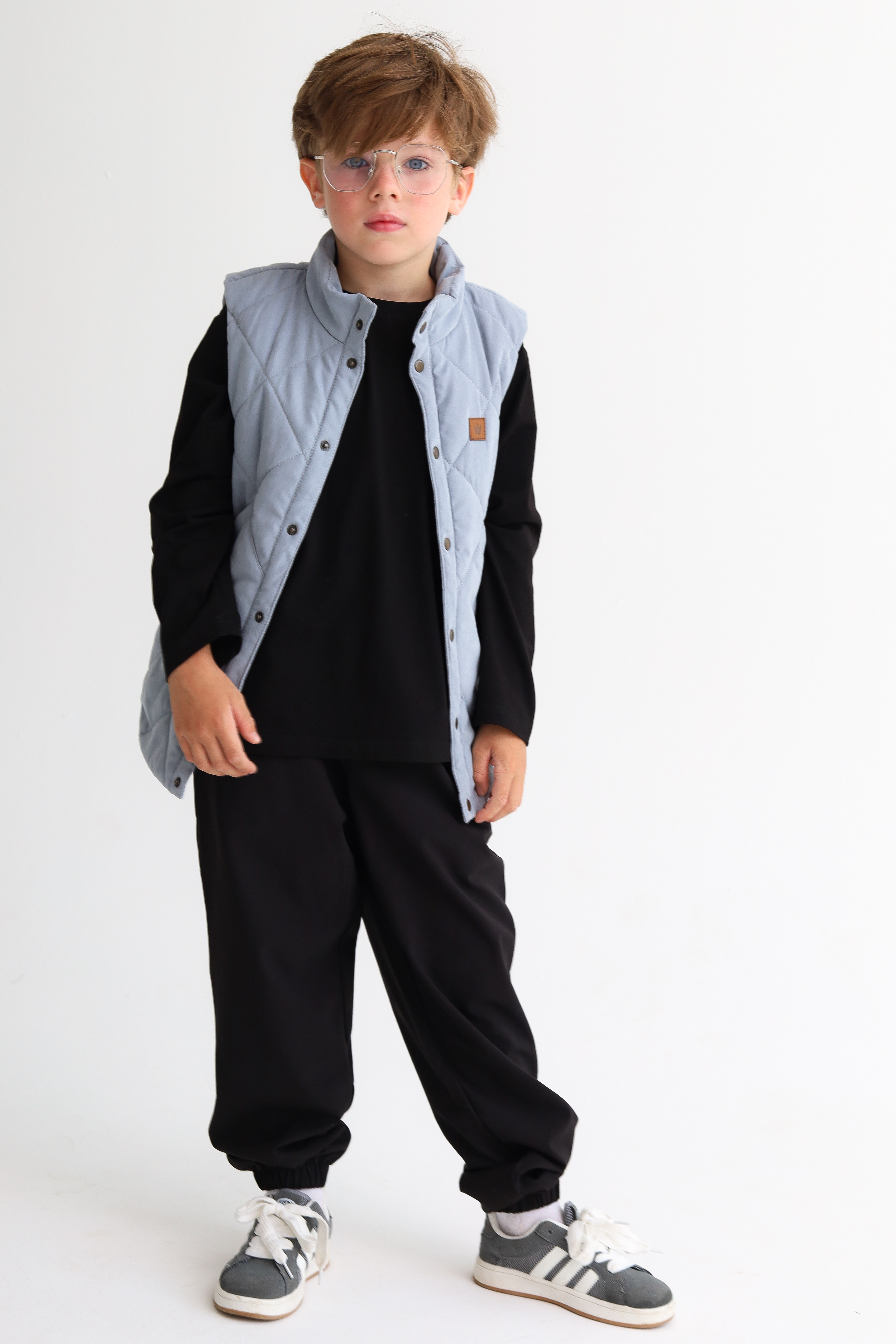 Жилет MINIDINO В-Ж-003/ДЖилет утепленный детский Cargo серо-голубой - фото 4