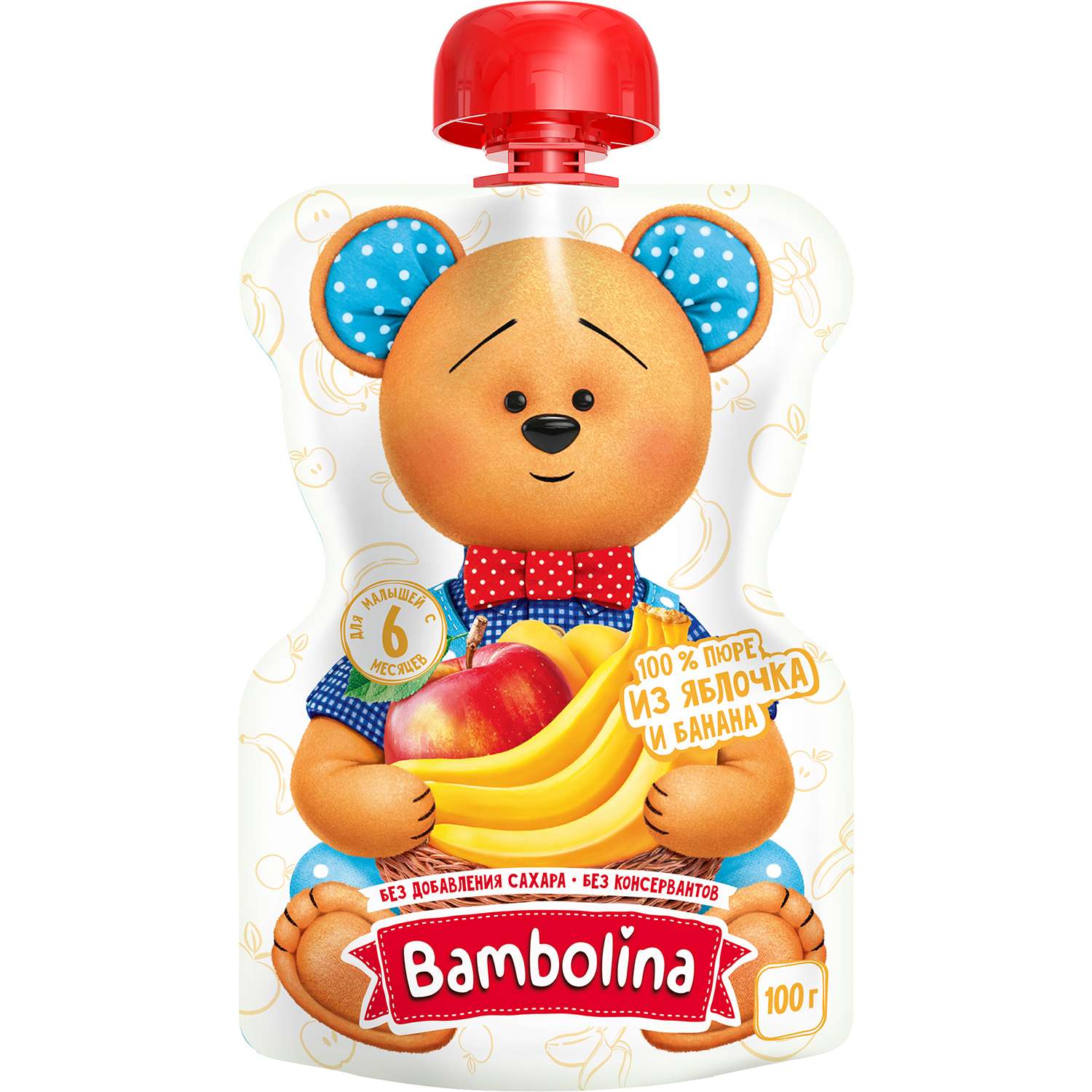 Пюре Bambolina из яблок и банана 100г с 6месяцев - фото 1