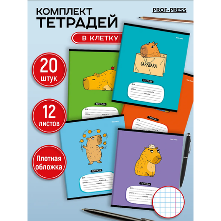 Тетрадь Prof-Press клетка 12 лист. 20 шт.