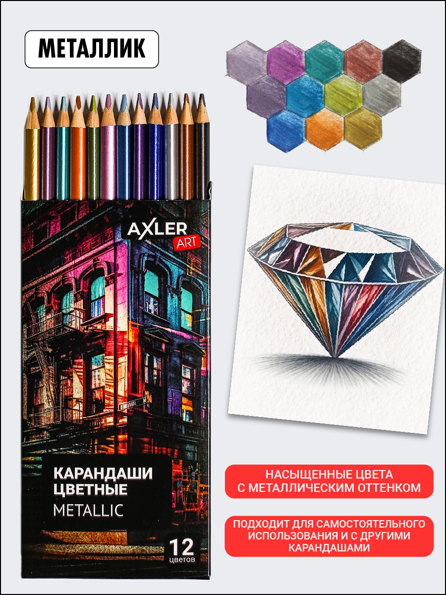Карандаши цветные AXLER 60 шт. - фото 3