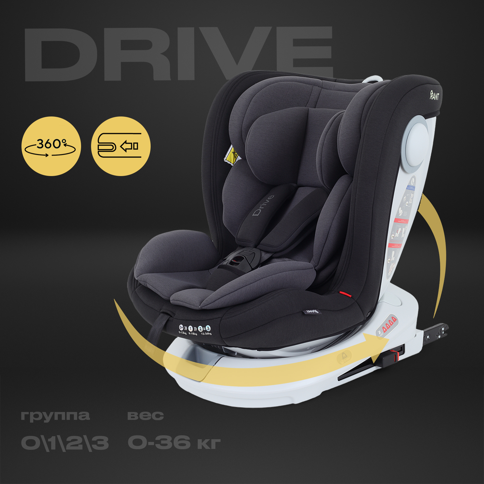 Автокресло Rant Drive Isofix 0+/1/2/3 (0-36 кг) серый - фото 1