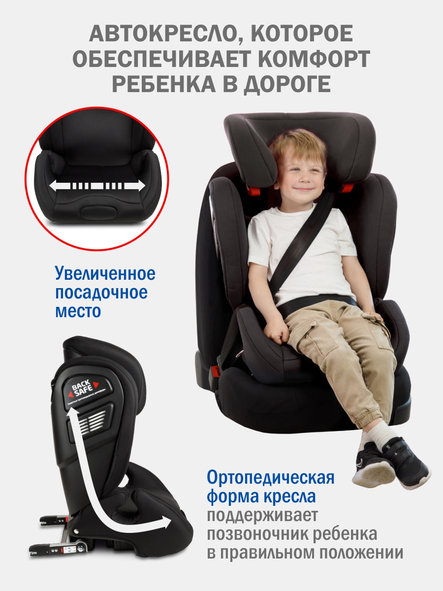 Автокресло SIGER Дельта Fix Isofix 2/3 (15-36 кг) черный - фото 8
