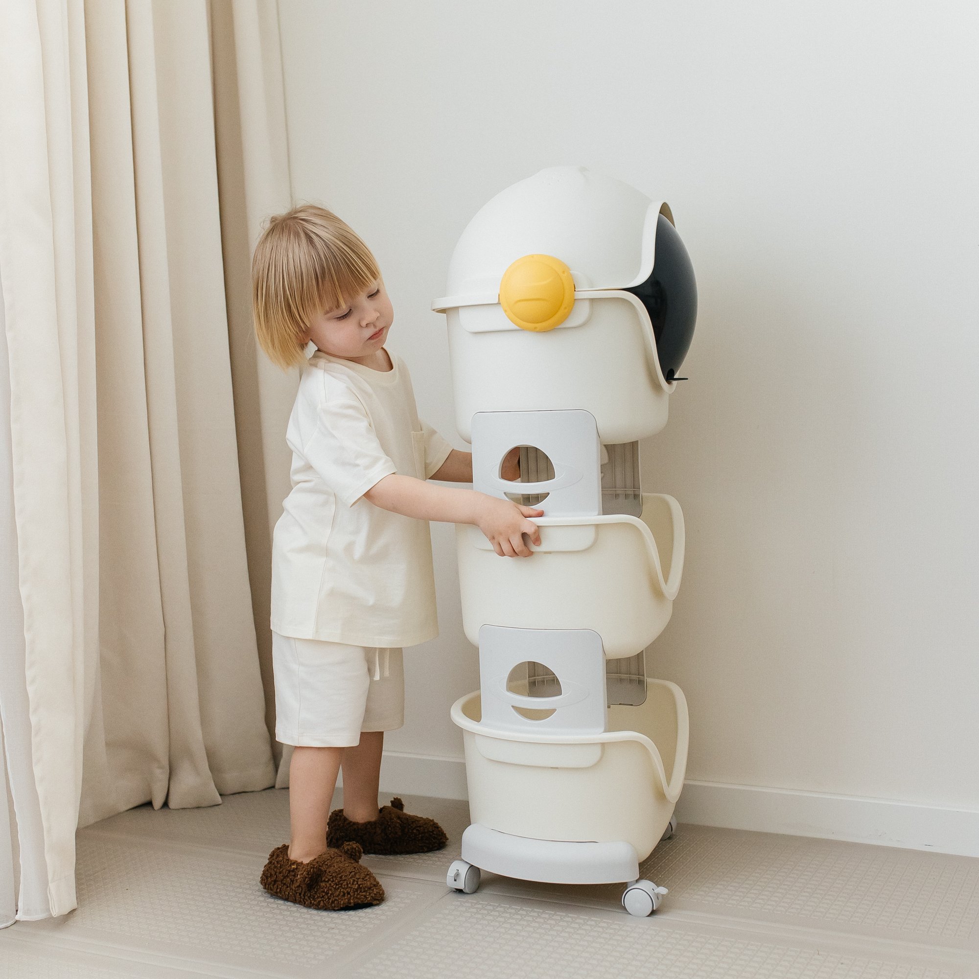 Стеллаж UNIX Kids Cosmo 3 levels Grey на колесиках - фото 10