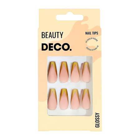 Набор накладных ногтей DECO. Glossy gold french (24 шт + клеевые стикеры 24 шт)