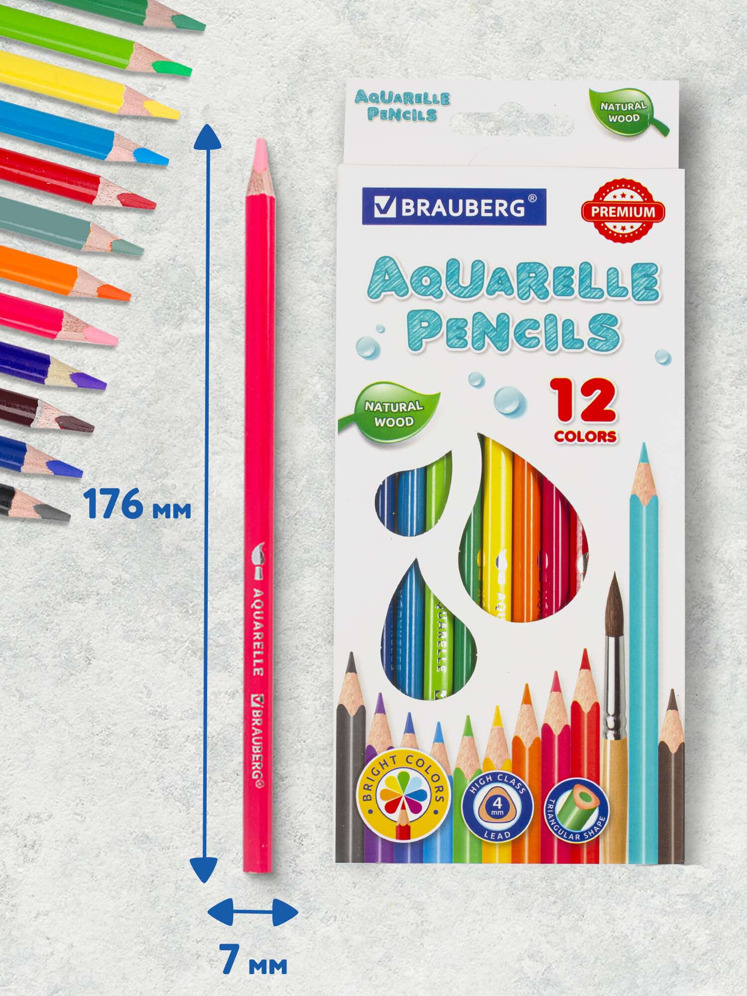 Карандаши акварельные Brauberg 12 шт. - фото 7
