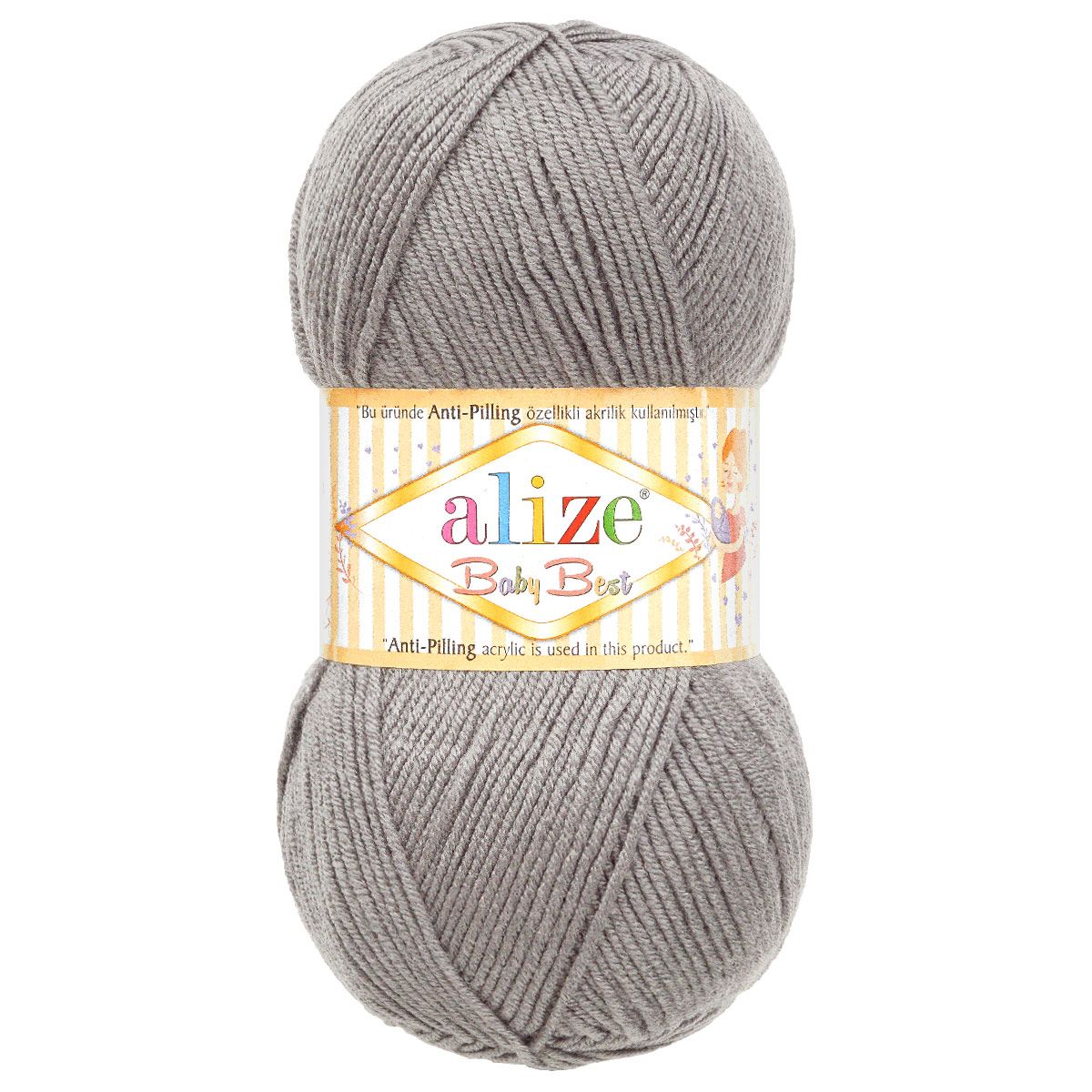 Пряжа для вязания Alize baby best бамбук акрил с эффектом антипиллинг 100 г 240 м 119 серое небо 5 мотков - фото 4