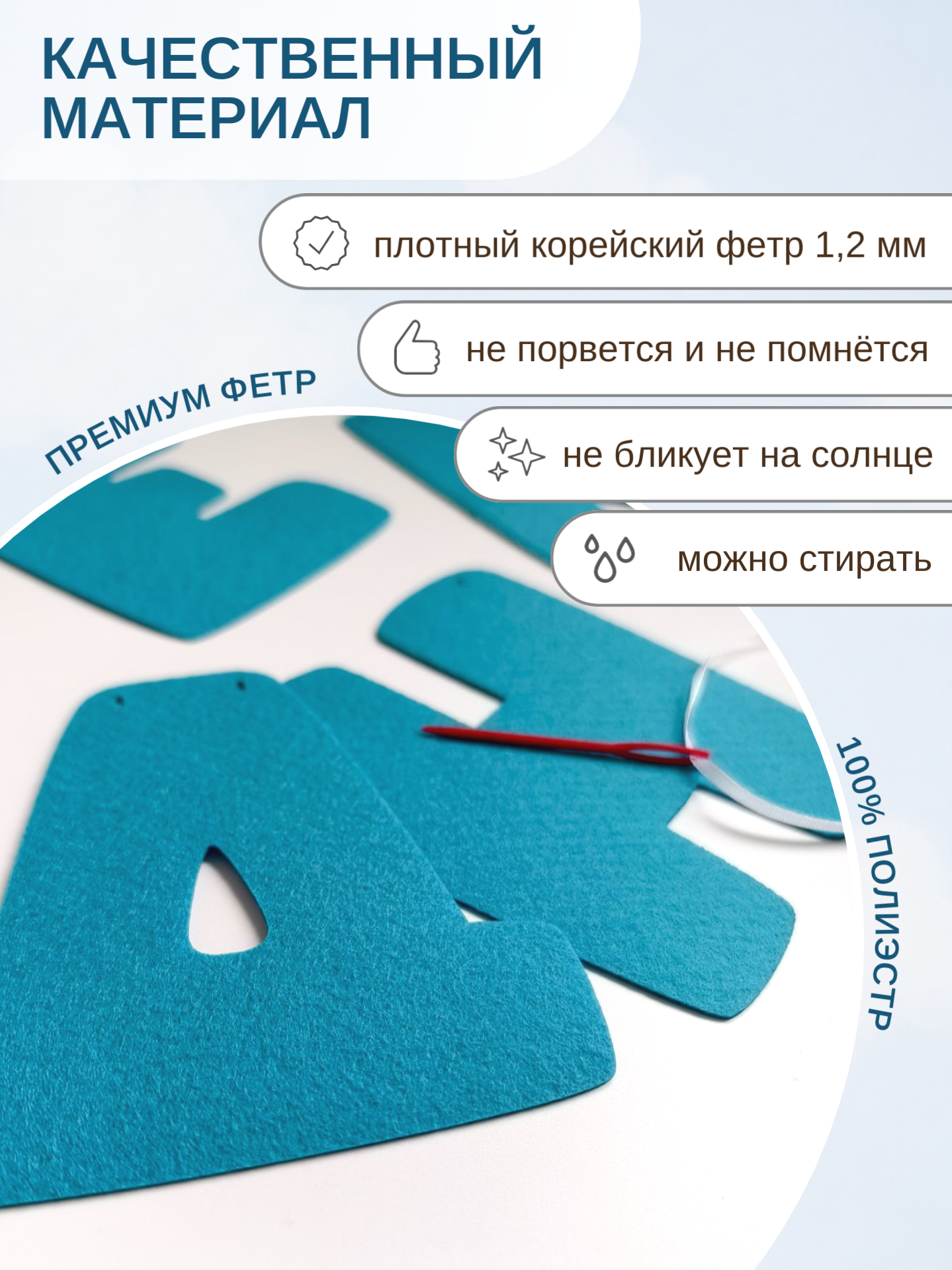 Гирлянда-растяжка Mimibabybook С Днем Рождения из фетра синяя - фото 10