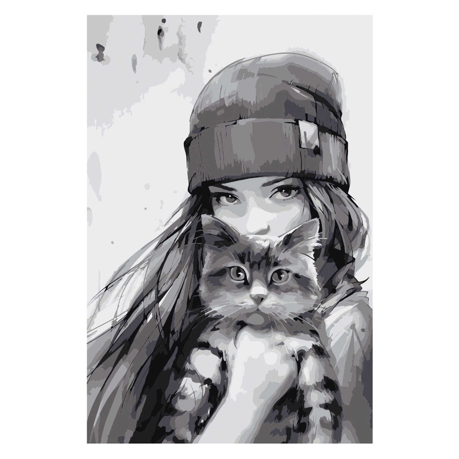 Картина по номерам Феникс + Девушка с котом - фото 9