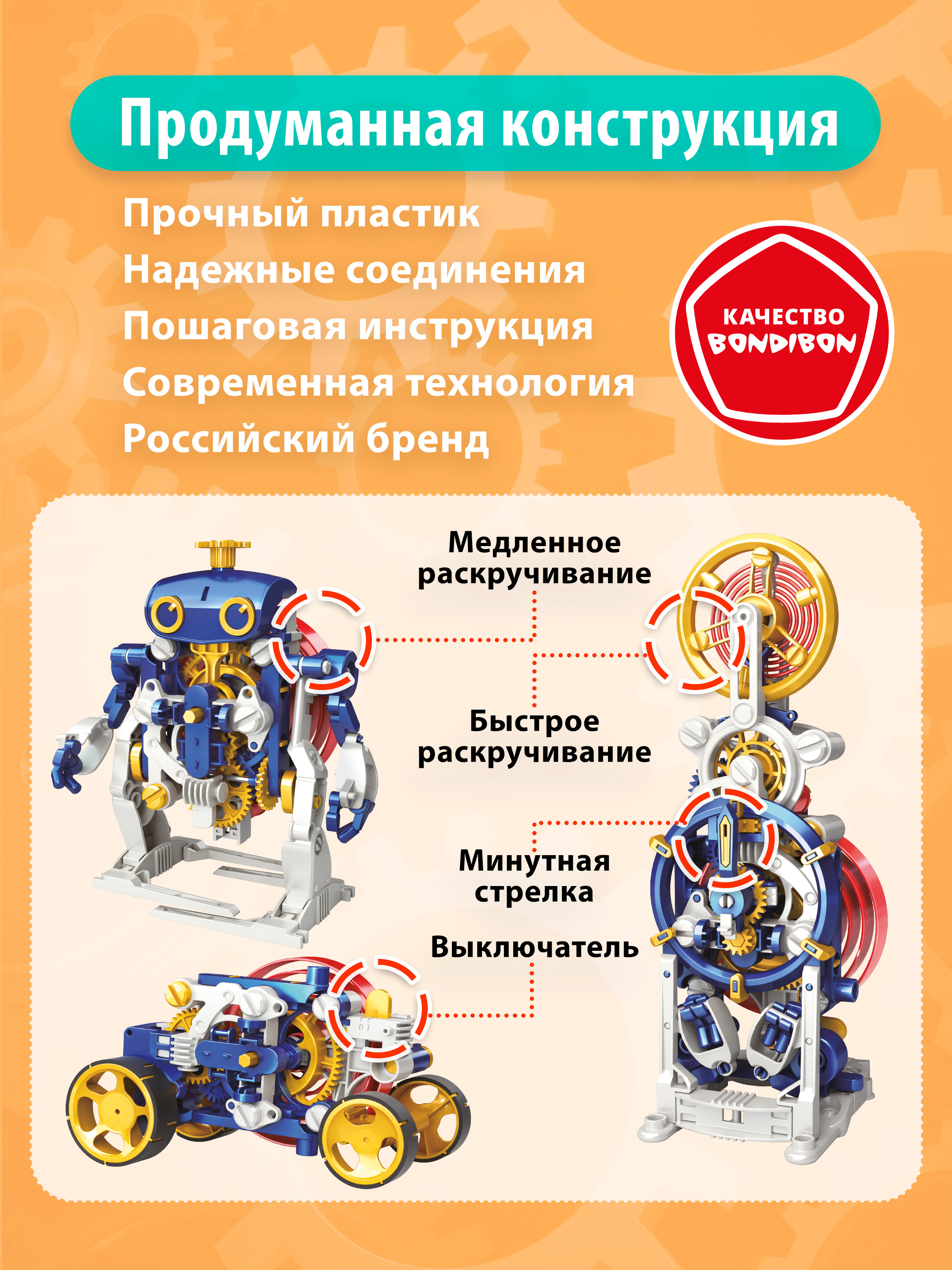 Конструктор Bondibon Робототехника Робот пружинный 133 дет. - фото 7
