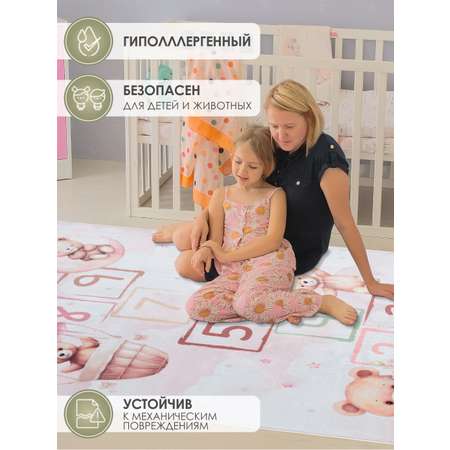 Развивающий коврик детский KOVRIKANA классики мишки розовый 120см на 175см