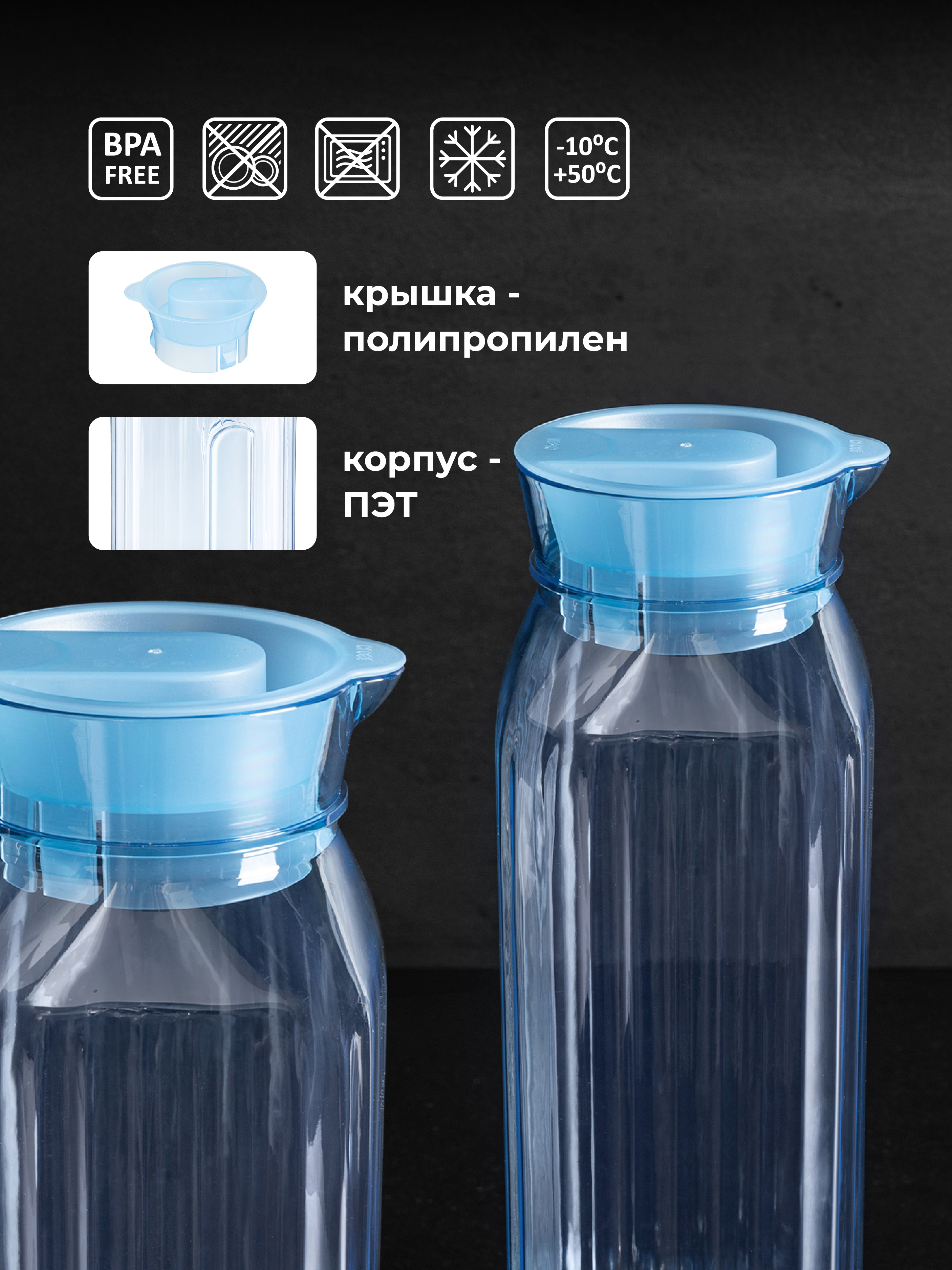 Кувшин для холодных напитков Phibo ROSSI 1,4л голубой - фото 3