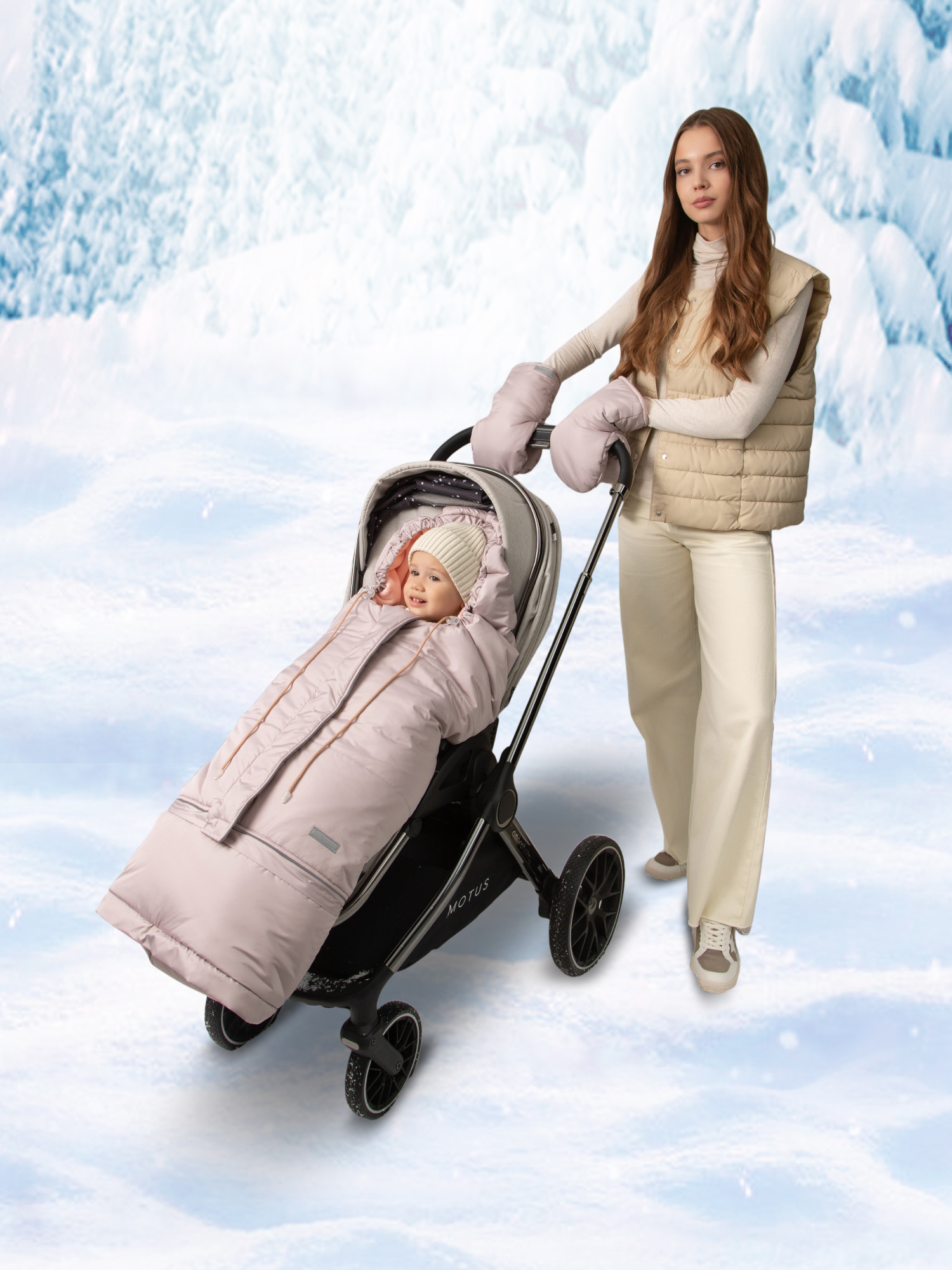 Конверт в коляску Amarobaby Frost Трансформер розовый - фото 25