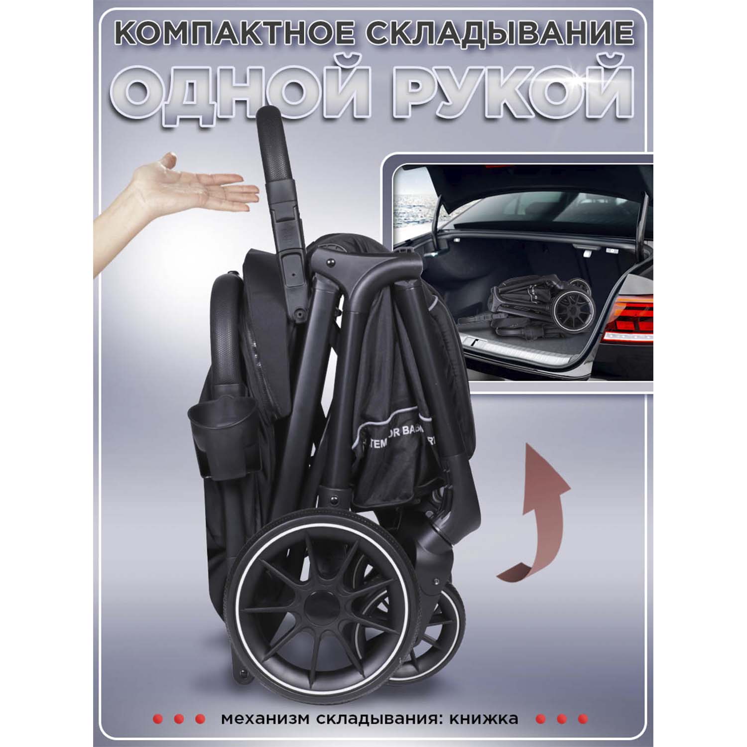 Коляска прогулочная Jetem Genesis черный - фото 5