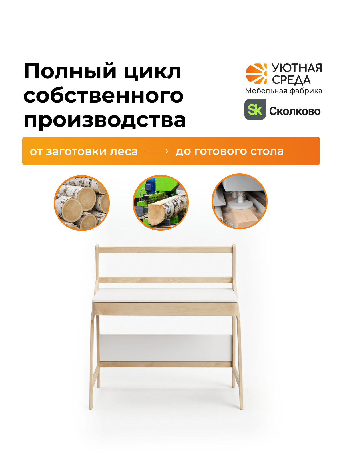 Письменный стол Уютная среда для школьника с экраном белый - фото 15