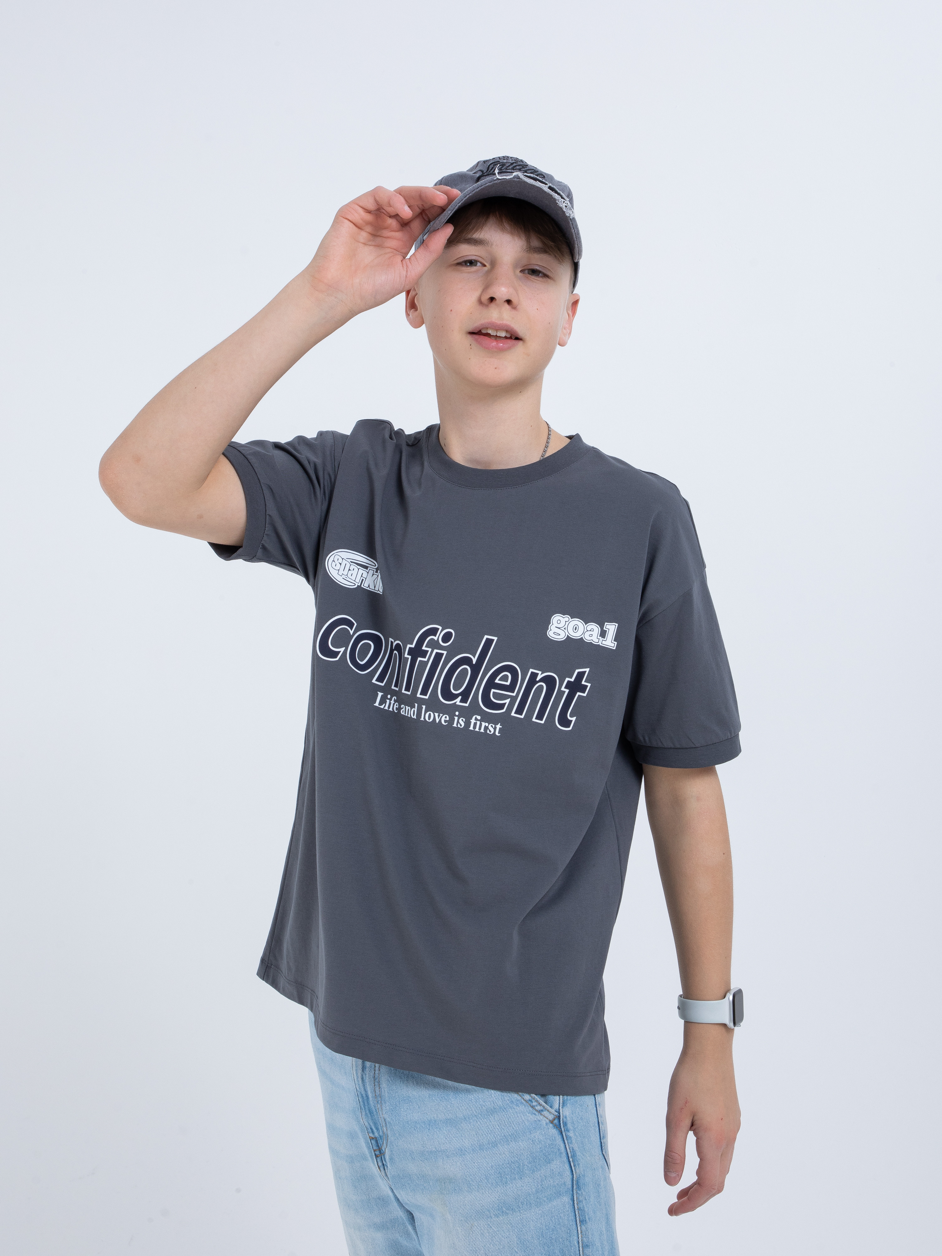 Футболка STELLA MODA 11219_темно-серый - фото 1