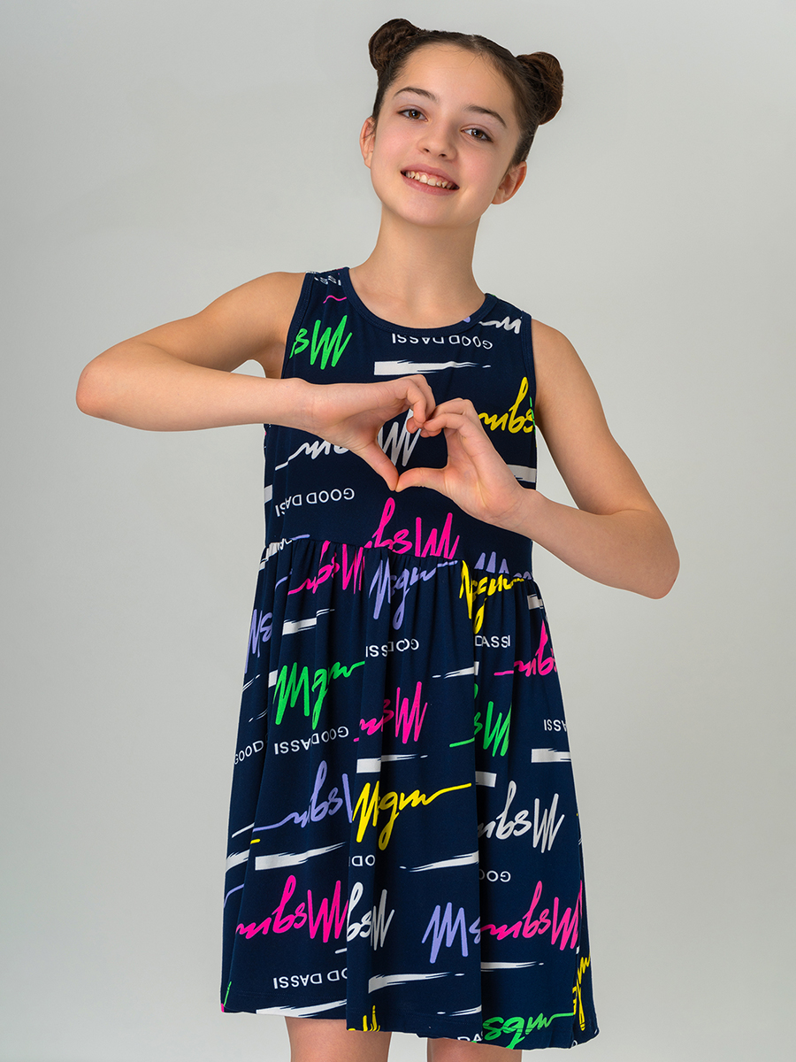 Платье HappyFox HF00199т.синий.с.надписями - фото 11