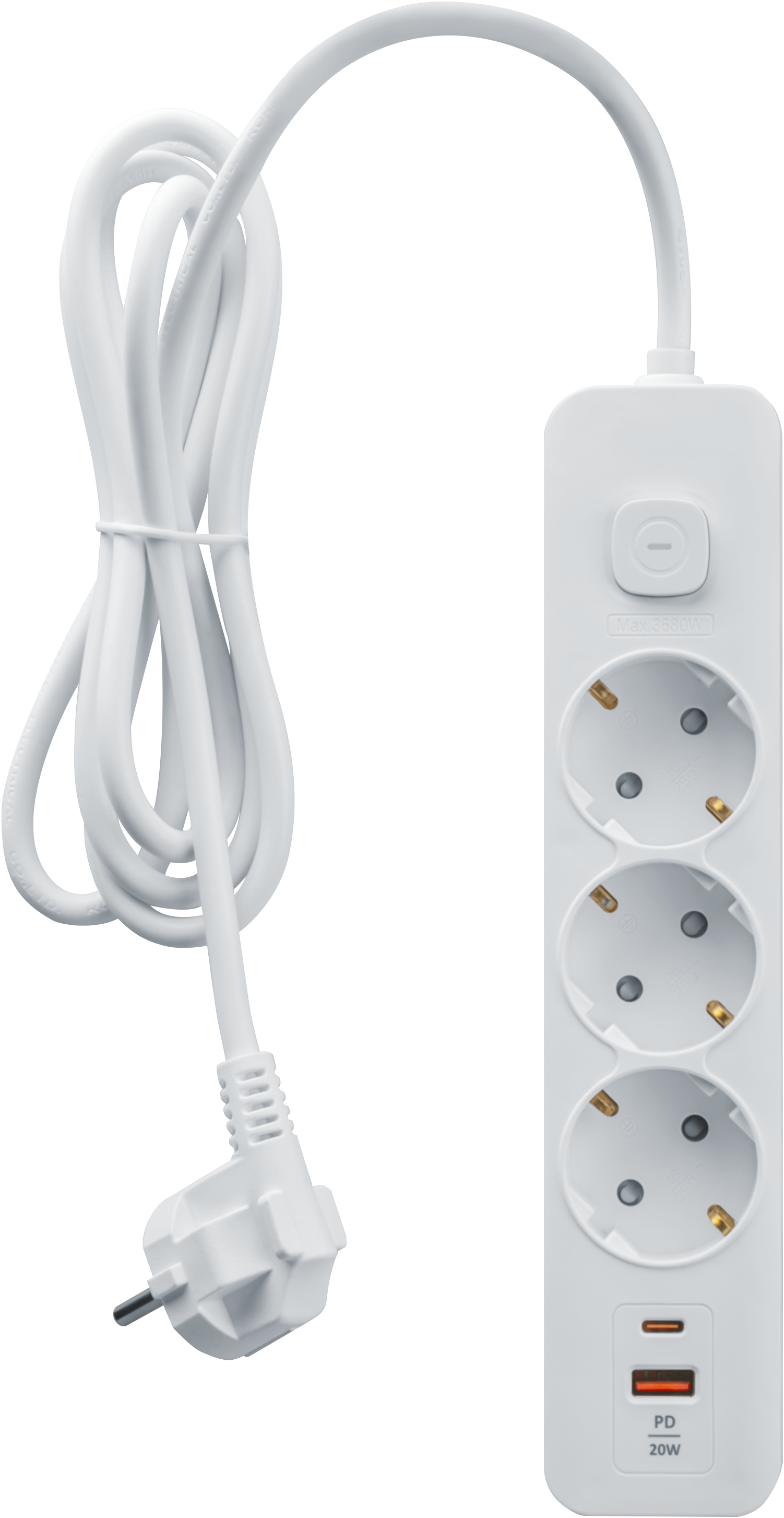 Удлинитель Navigator USB-A USB-C с заземлением 3 розетки 3 метра - фото 2