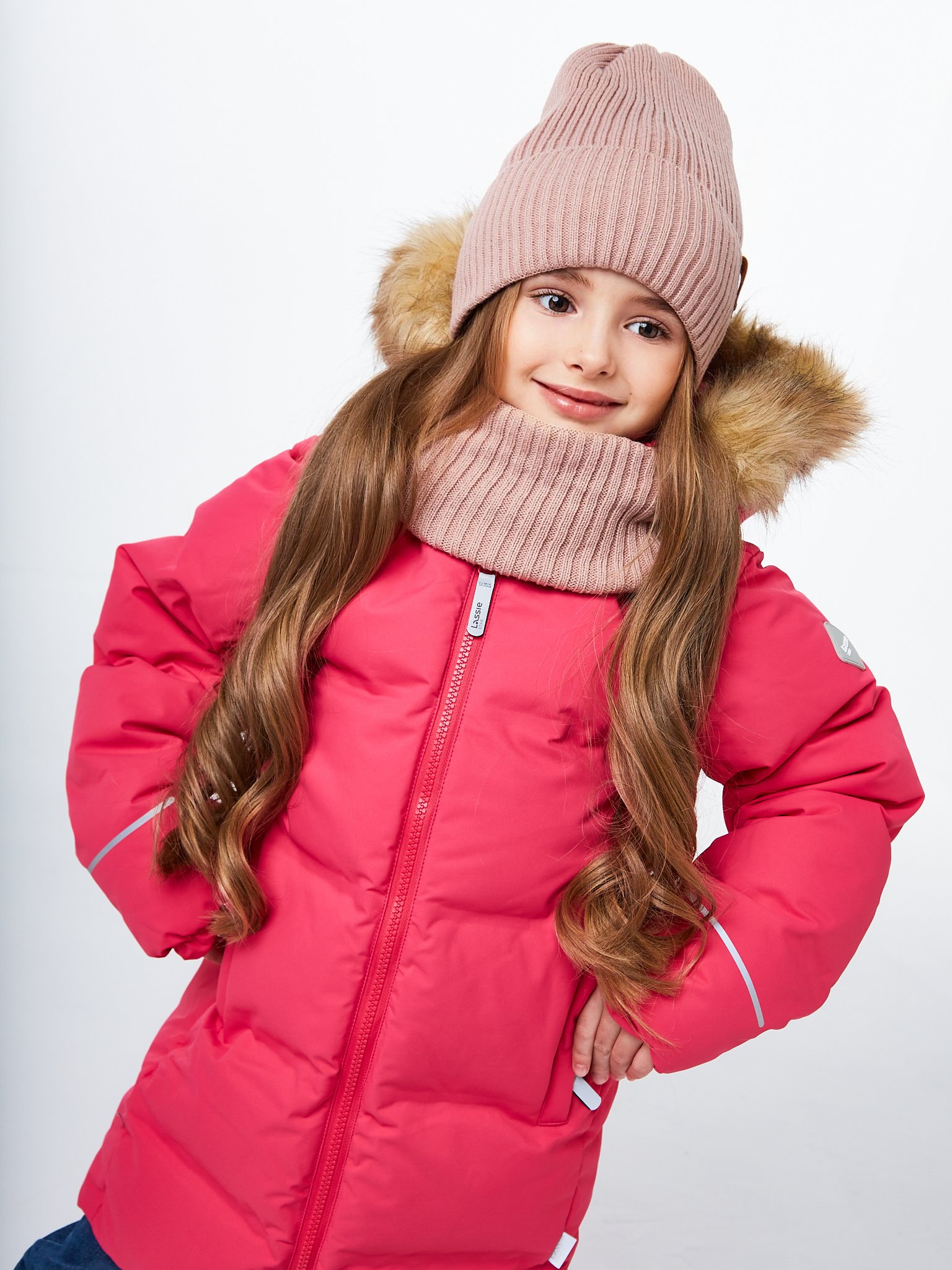 Шапка и снуд NYCkids NYC-H-104-GplainW-coffee - фото 13