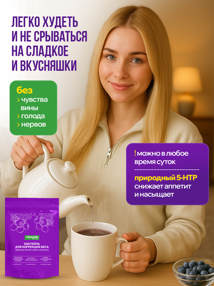 Псиллиум пектин детокс VIDAMIN EXTRA 20 порций черника - фото 3