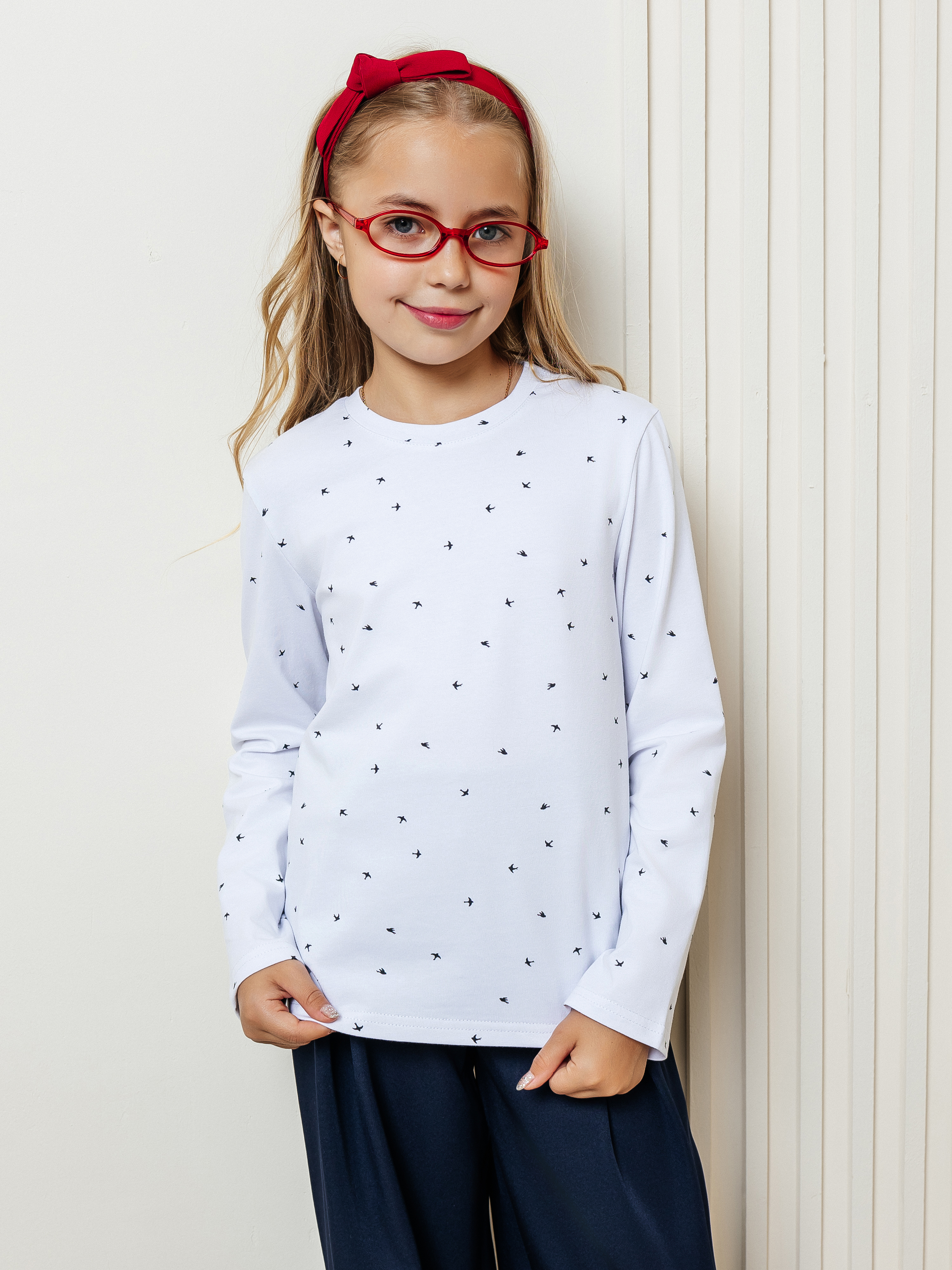 Лонгслив Селтекс Ю_ДК1 белый/ласточки черный - фото 3