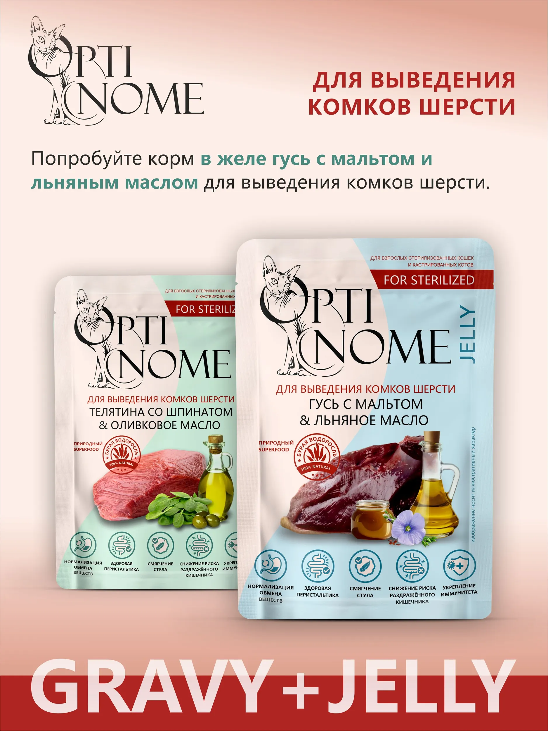 Корм влажный Optinom для стерилизованных кошек и кастрированных котов 28шт. - фото 7