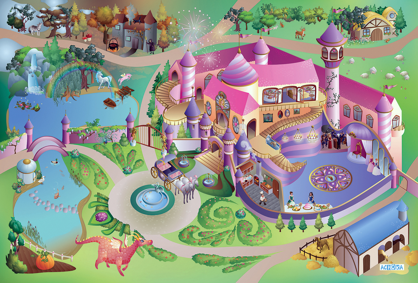 Детский складной коврик Achoka Замок принцессы 150 x 100 см 1 шт. - фото 4