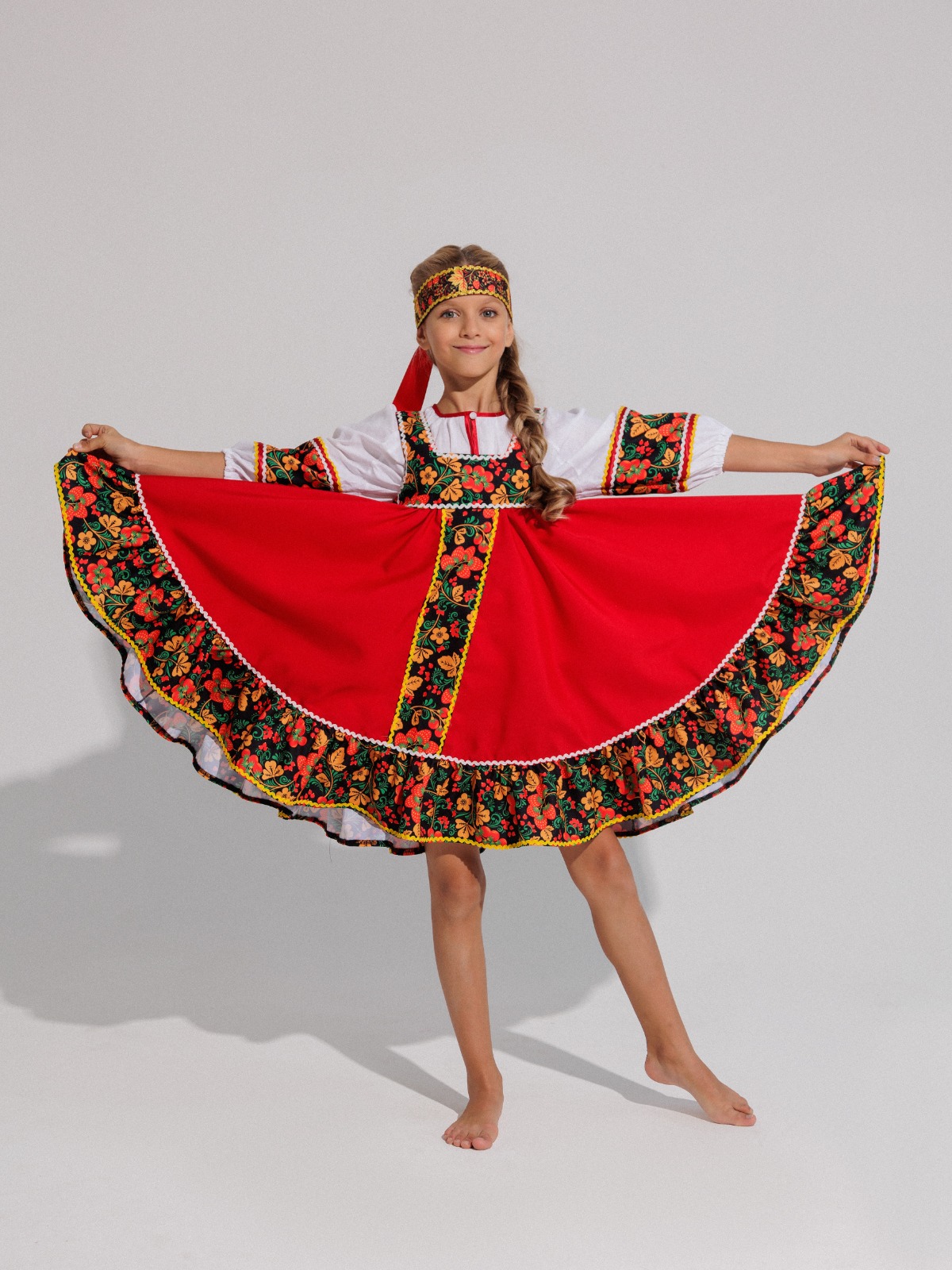 Костюм русский народный Gala-Вальс C/кадриль печать/ягода/красный - фото 8