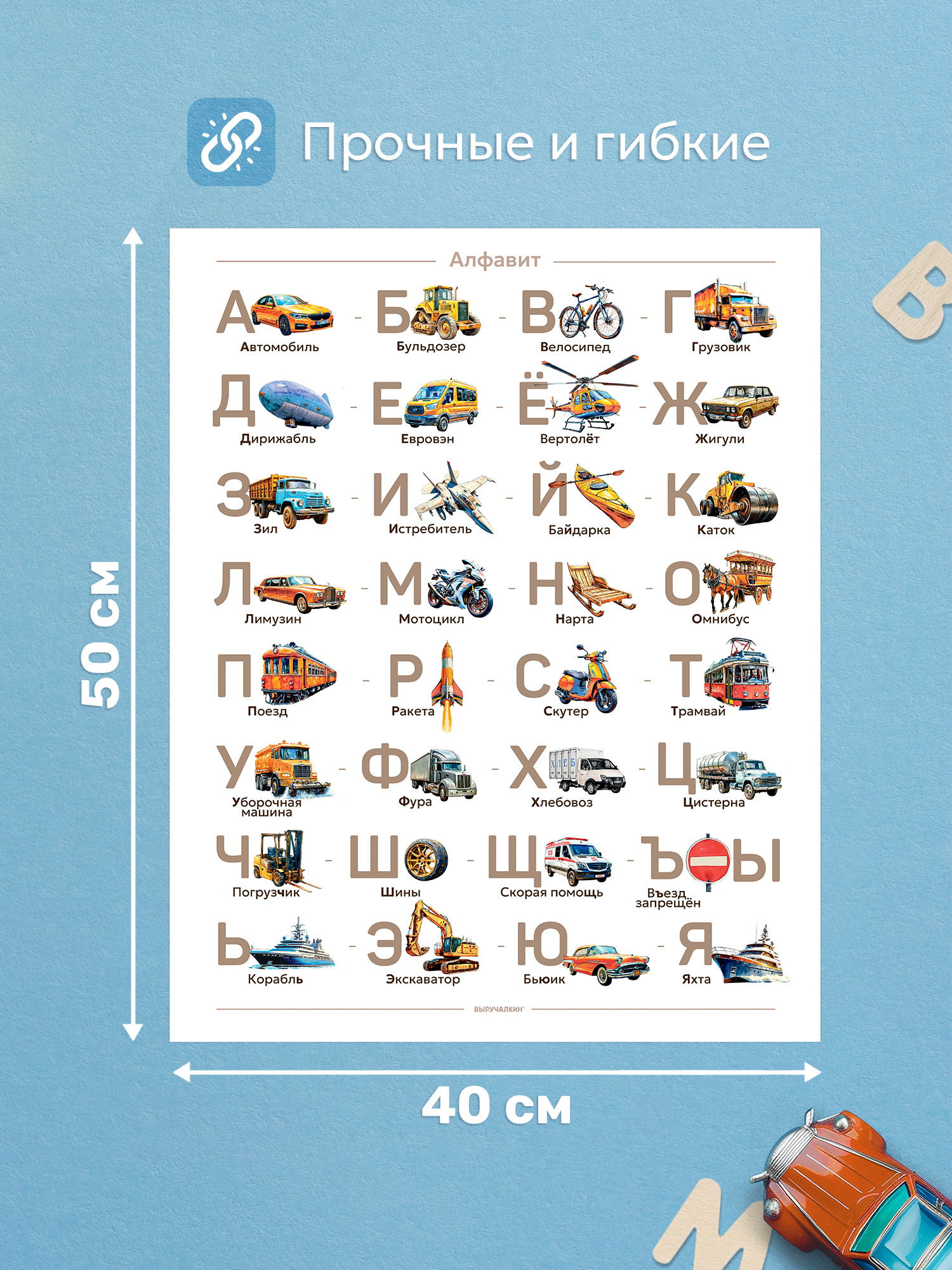 Плакат Выручалкин Алфавит «Транспорт» 40х50 см - фото 2