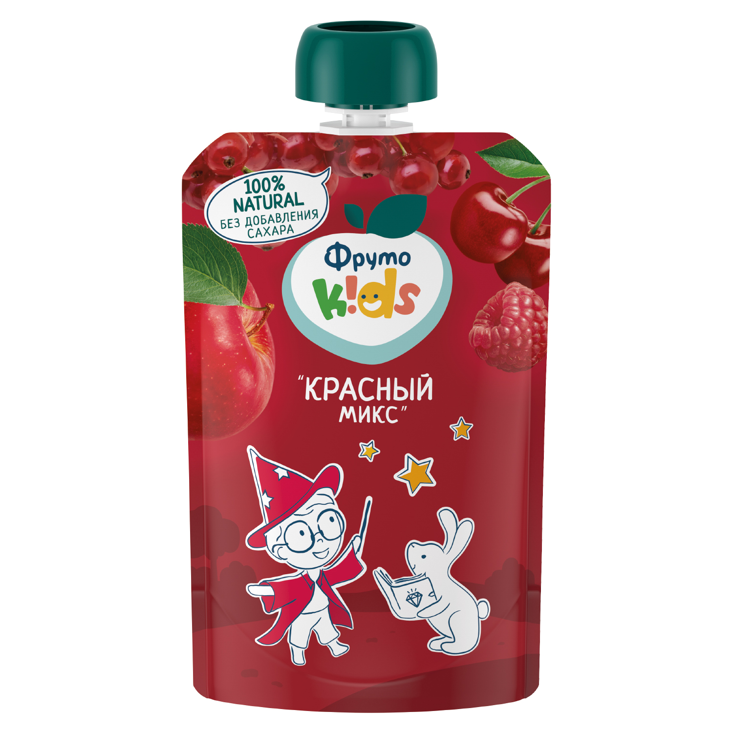 Пюре ФрутоKids Яблоко-черешня-малина-красная смородина с 5 мес 90 г - фото 1