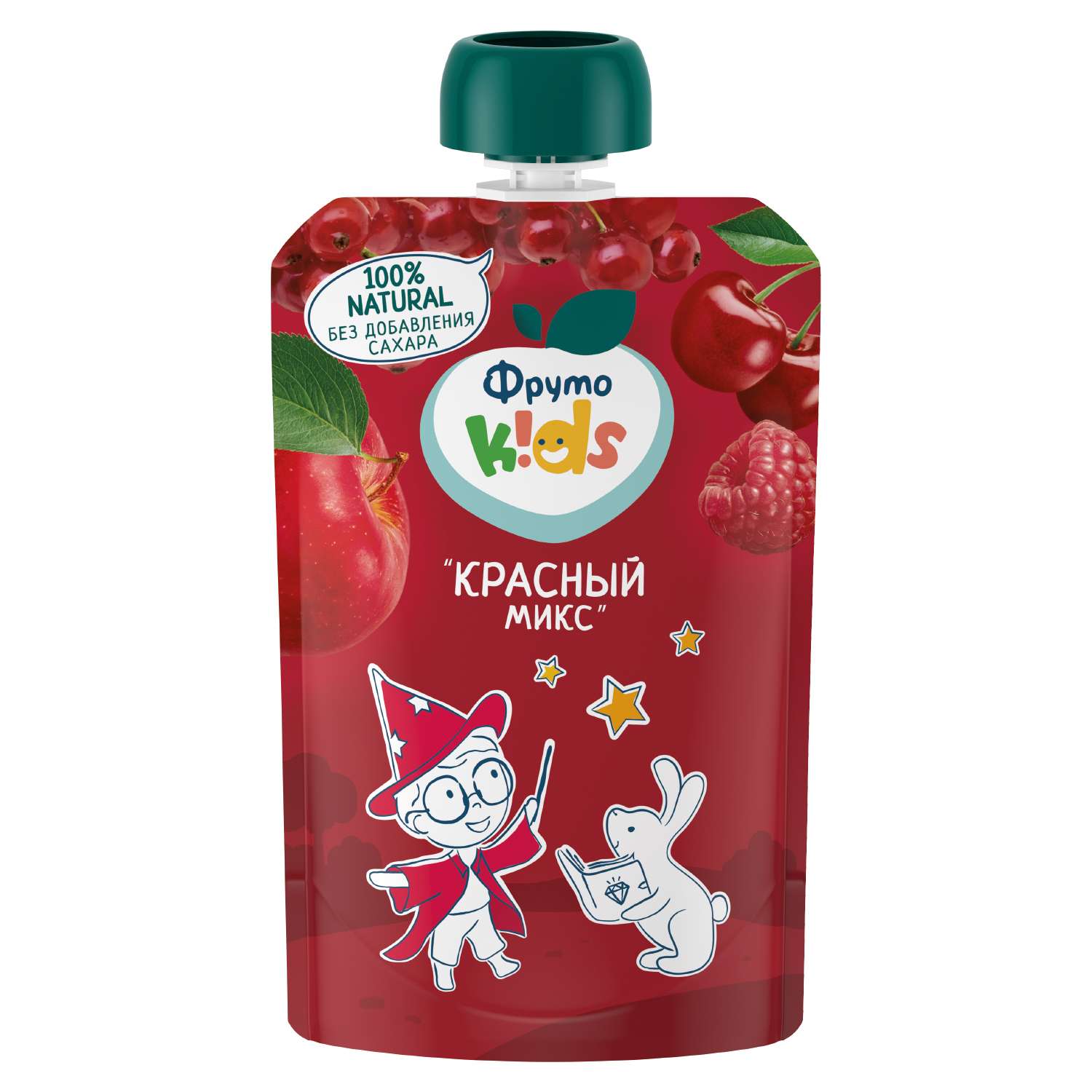 Пюре ФрутоKids яблоко-черешня-малина-красная смородина 90г с 5месяцев - фото 1