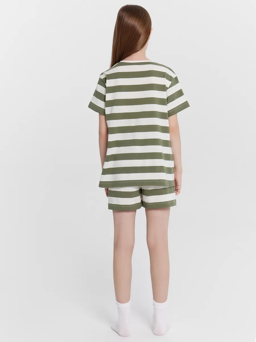 Пижама Mark Formelle (Марк Формэль) 567727/оливковая полоска на бежевом +печать - фото 5