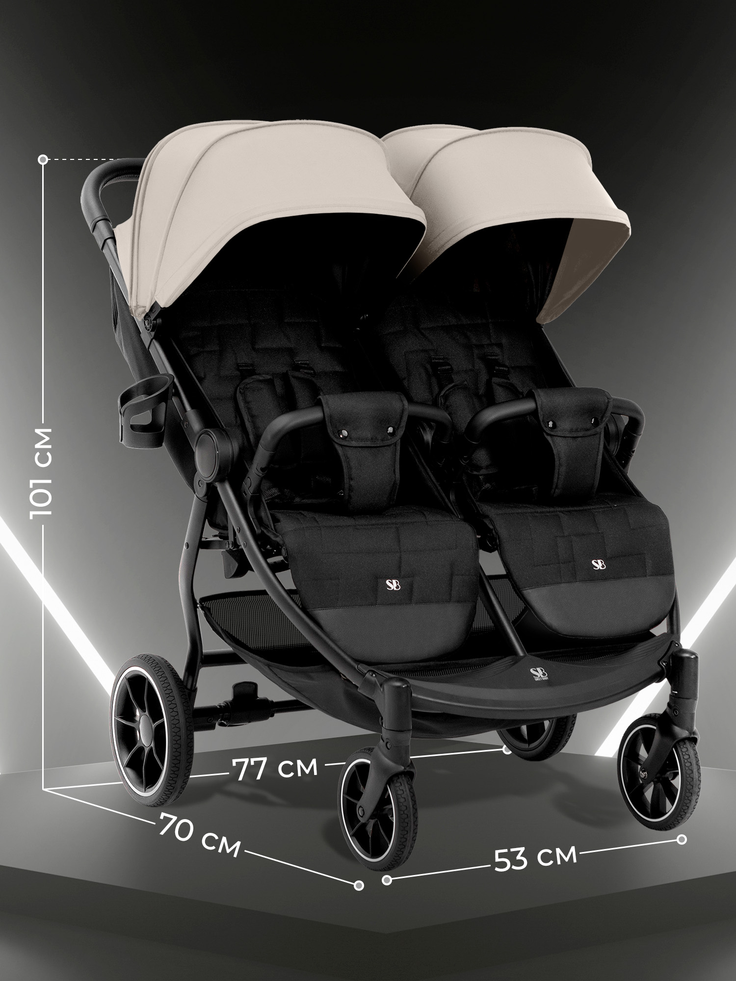 Коляска прогулочная для двойни Sweet Baby Donna серый - фото 2