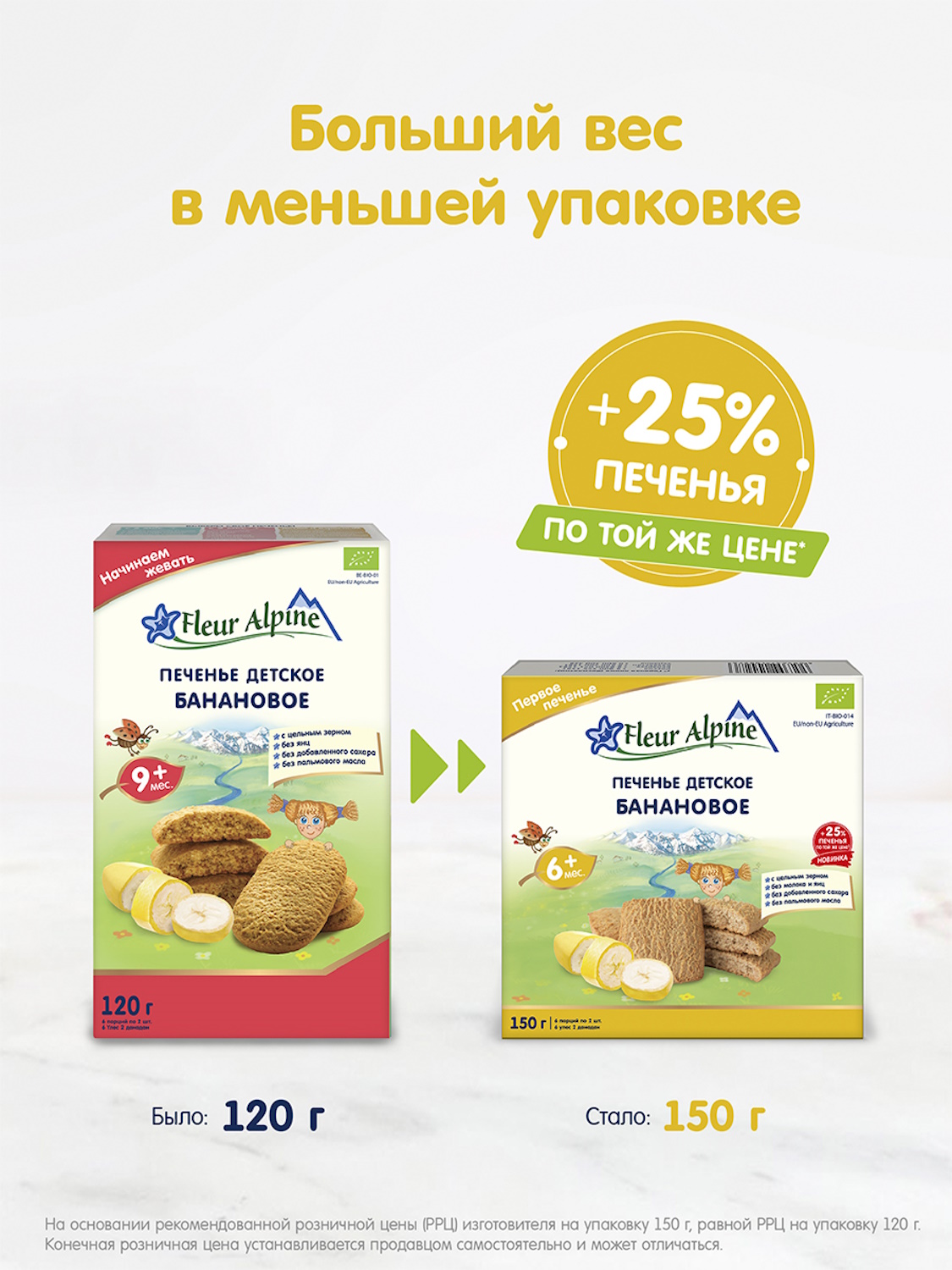 Печенье Флёр Альпин Fleur Alpine детское Банановое 150гс 6мес - фото 3