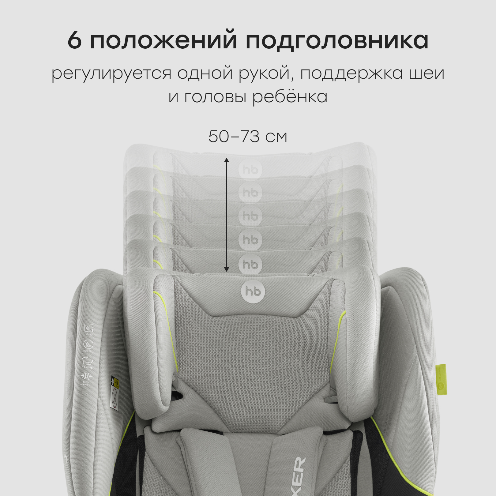 Автокресло Happy Baby Fixer Isofix 1/2/3 (9-36 кг) серый - фото 5