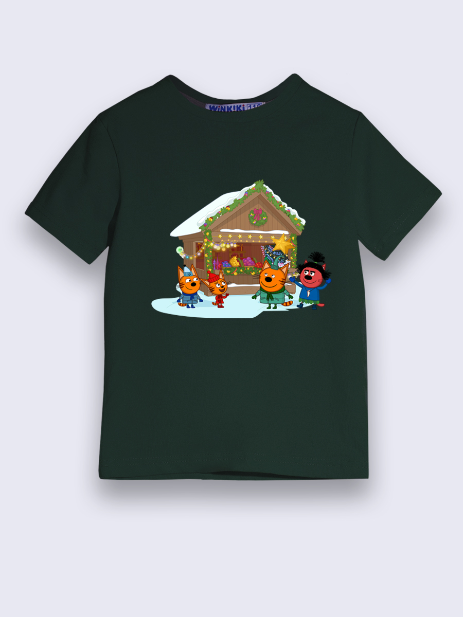 Футболка Три кота TK24252401/темно-зеленый - фото 1