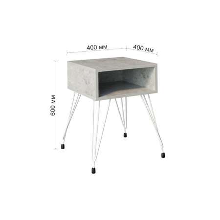 Тумба WoodSteel в стиле лофт Liverpool 40x40х60 см с полкой для хранения белый