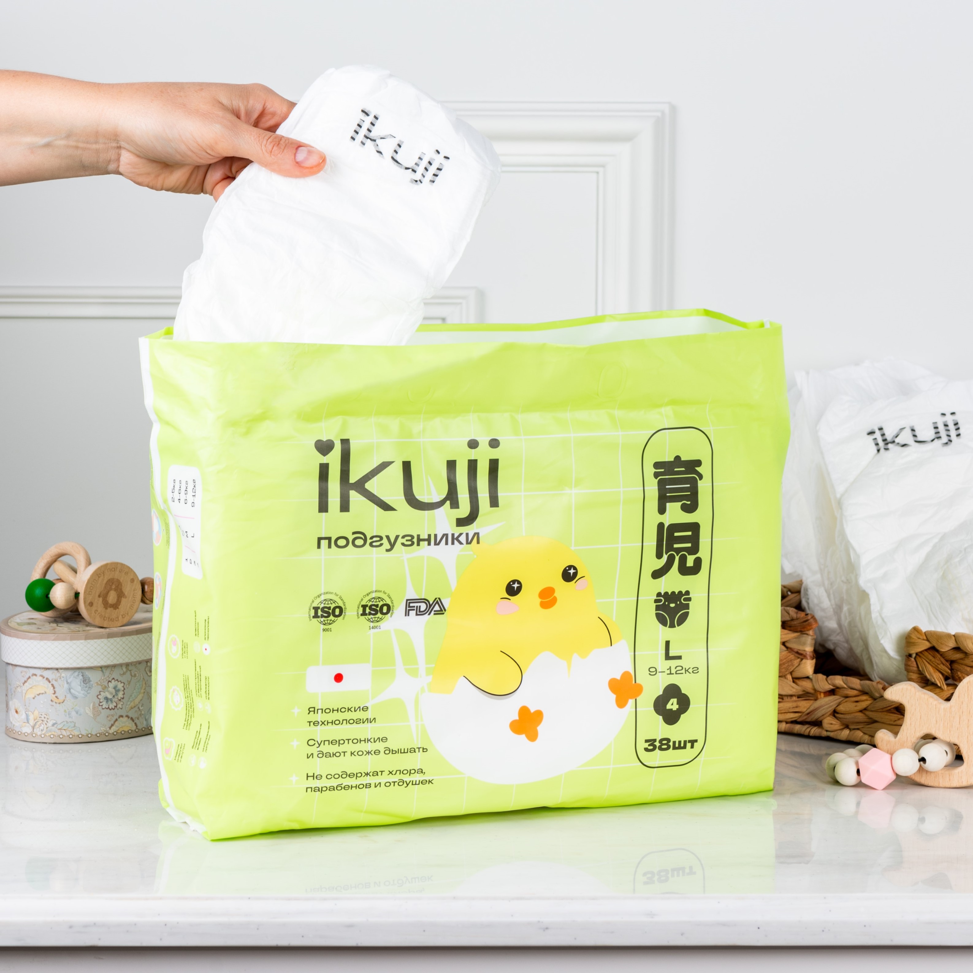 Подгузники Ikuji L (9-12 кг) 38 шт. - фото 1