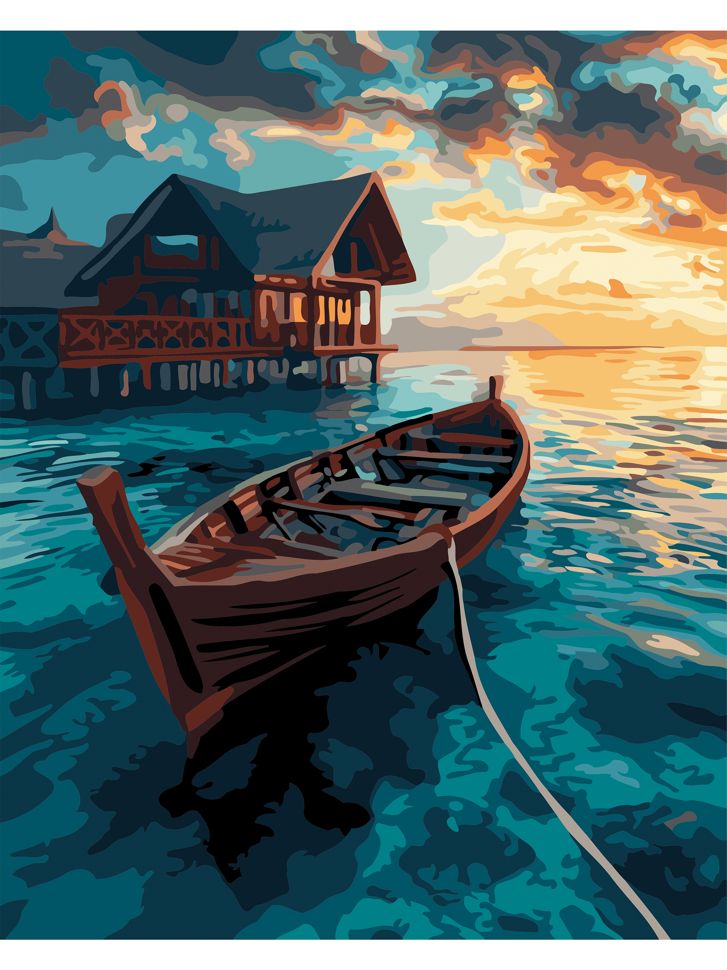 Картина по номерам Hobby Paint Лодка на рассвете в ассортименте - фото 2