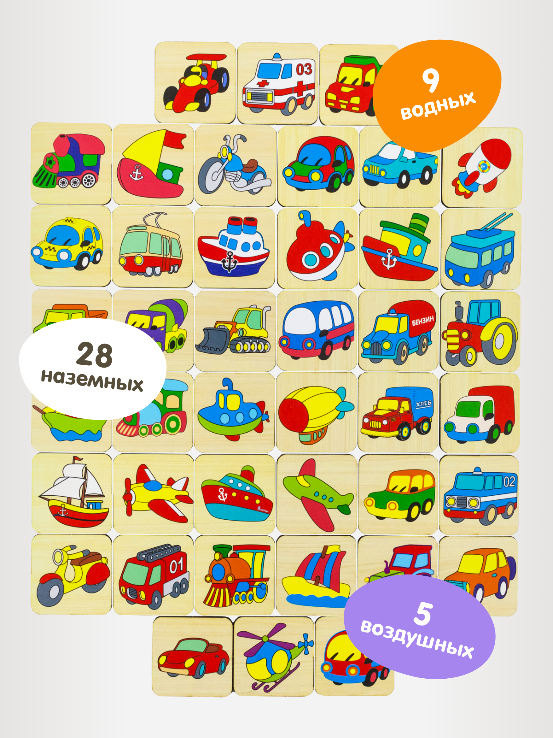Настольная игра Alatoys 42 фишки 7 карточек ТРАНСПОРТ - фото 3