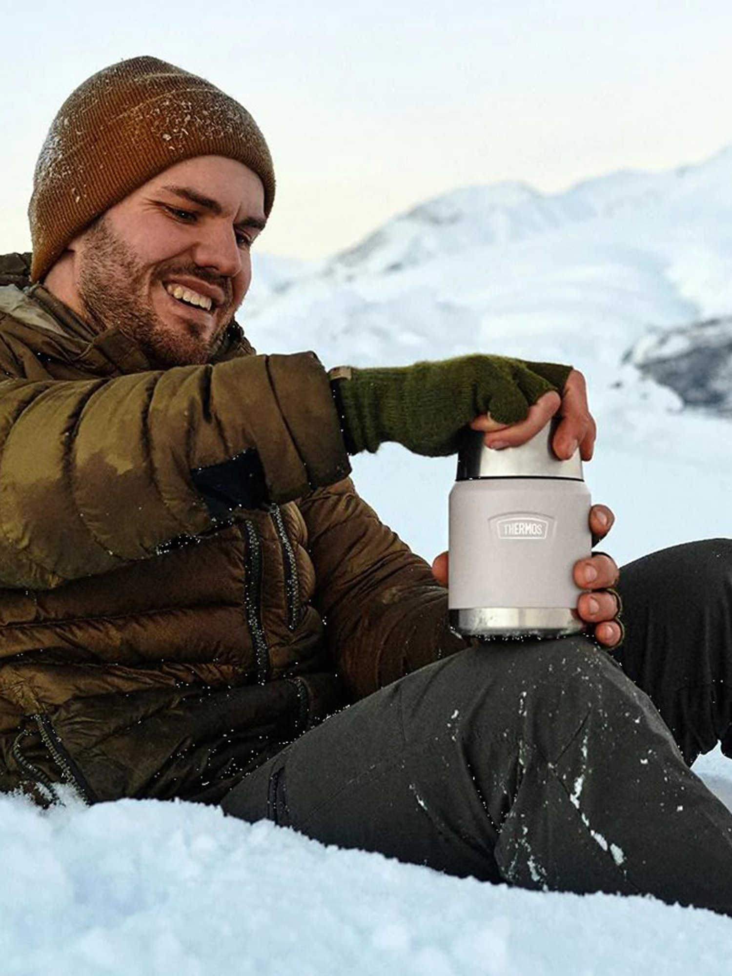 Термос для еды супа 470 мл с ложкой THERMOS ICON-300 песочный – нержавеющая сталь герметичный тепло/холод 10/24 часа - фото 16