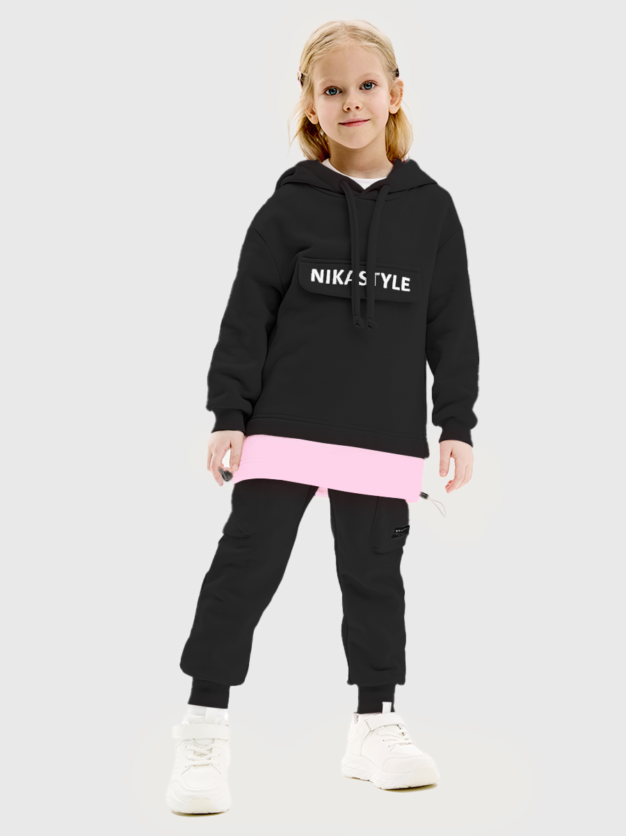 Костюм NIKASTYLE 7т20325 черный/розовый - фото 1
