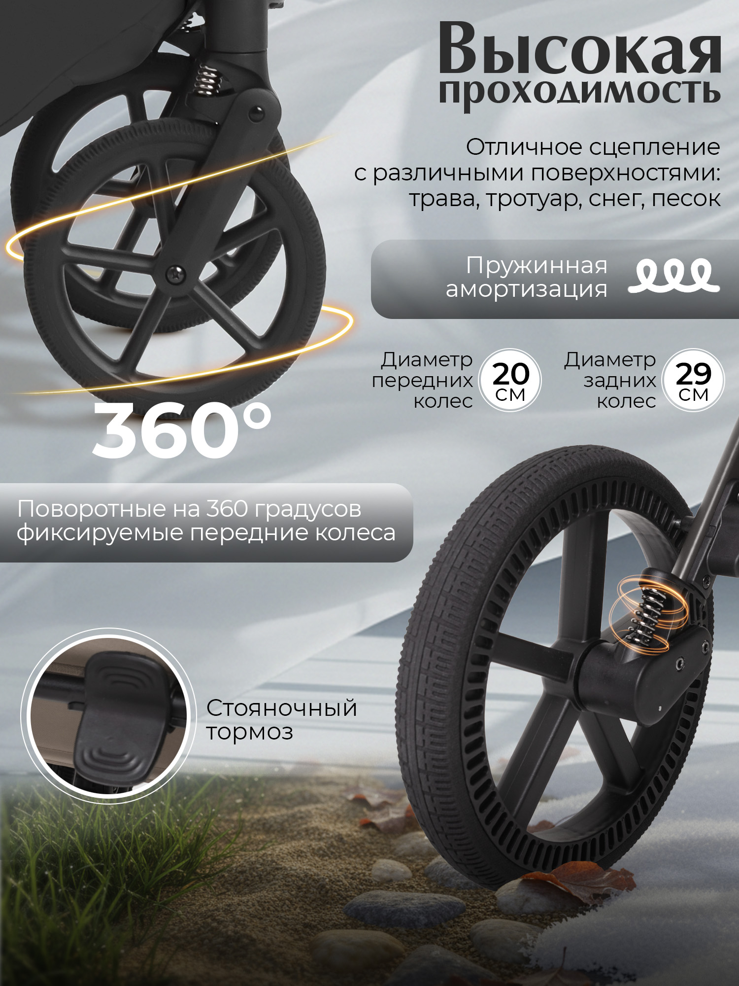 Коляска 2в1 Sweet Baby Orso Black черный - фото 14