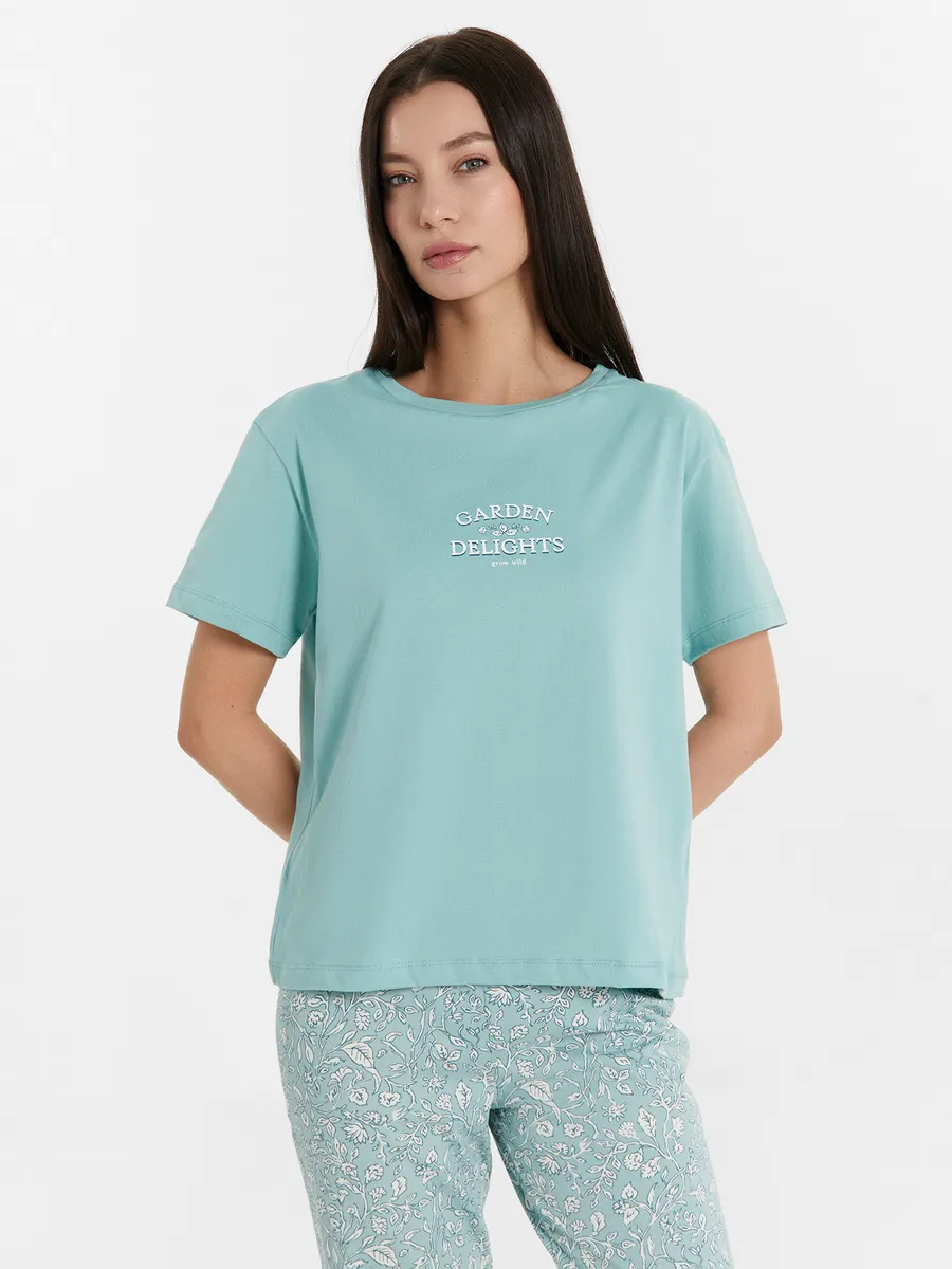 Пижама Mark Formelle (Марк Формэль) 592370/пыльная бирюза +узоры на пыльной бирюзе - фото 3