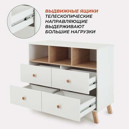 Комод пеленальный Rant Vester 100 см 4 ящика 3 отсека Cloud White