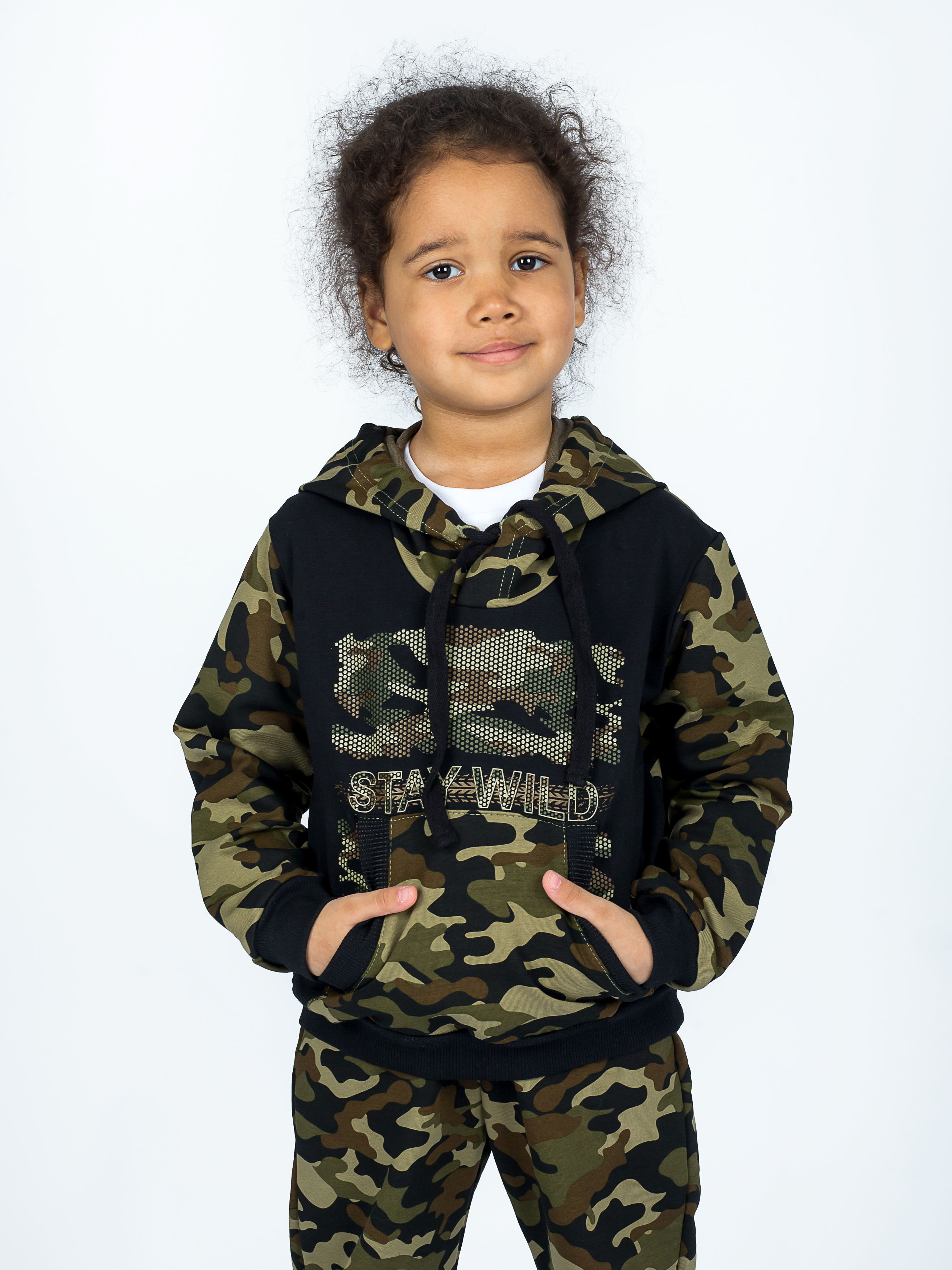 Костюм спортивный KiMMi Baby КБ-1308747 хаки черный милитари - фото 25