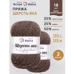 Пряжа Astra Premium Шерсть яка Yak wool теплая мягкая 100 г 120 м 18 серо-коричневый 2 мотка