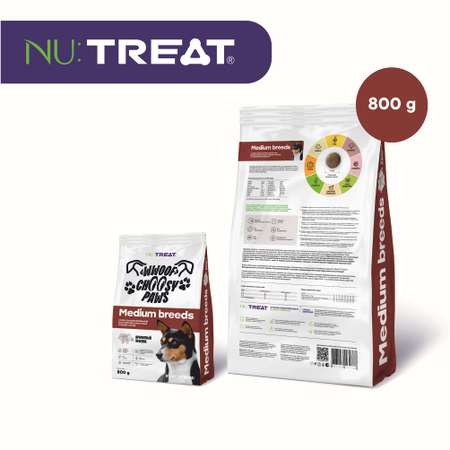 Сухой корм для собак средних пород Nu:Treat Medium breeds Ароматный ягненок‎ 800 г